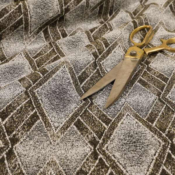 Elwin Decorative Weave Grey Brown Colour Geometric Hexagon Pattern Jacquard Fabric JO-295 - Made To Measure Curtains