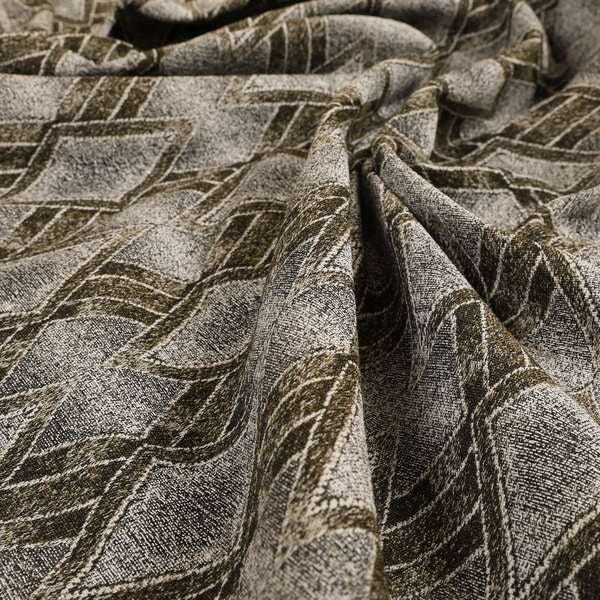 Elwin Decorative Weave Grey Brown Colour Geometric Hexagon Pattern Jacquard Fabric JO-295