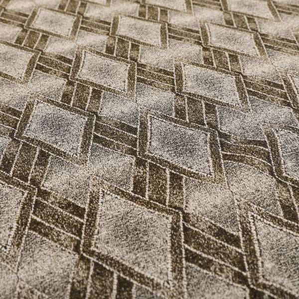 Elwin Decorative Weave Grey Brown Colour Geometric Hexagon Pattern Jacquard Fabric JO-295