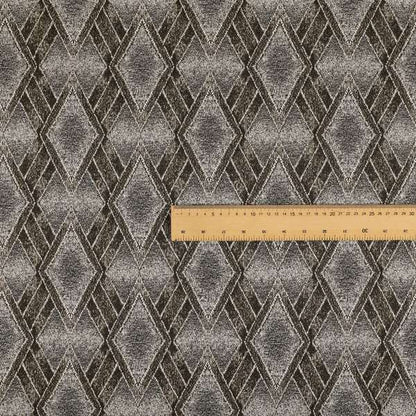 Elwin Decorative Weave Grey Brown Colour Geometric Hexagon Pattern Jacquard Fabric JO-295 - Made To Measure Curtains