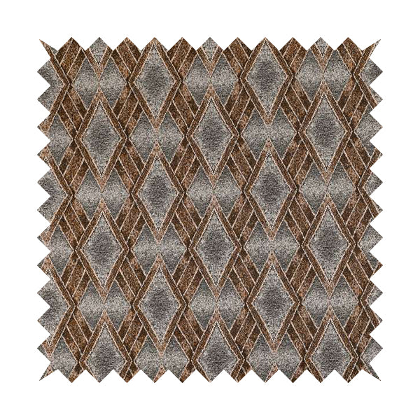 Elwin Decorative Weave Grey Orange Colour Geometric Hexagon Pattern Jacquard Fabric JO-297 - Made To Measure Curtains