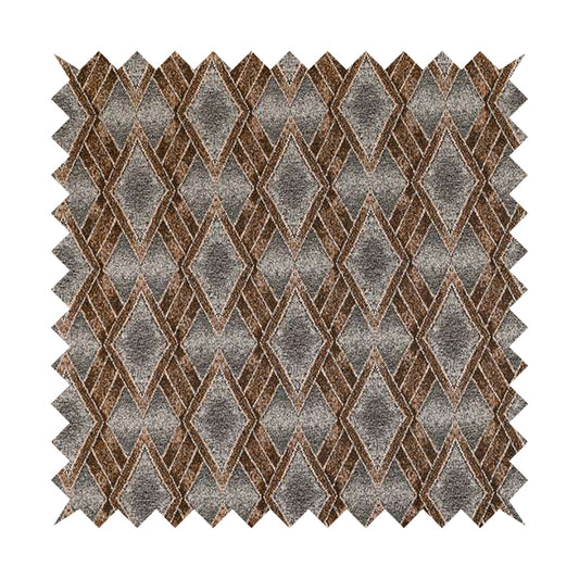 Elwin Decorative Weave Grey Orange Colour Geometric Hexagon Pattern Jacquard Fabric JO-297