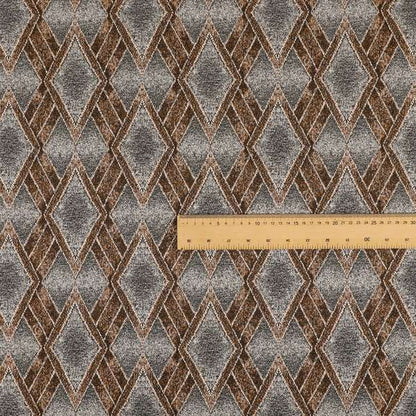 Elwin Decorative Weave Grey Orange Colour Geometric Hexagon Pattern Jacquard Fabric JO-297 - Made To Measure Curtains