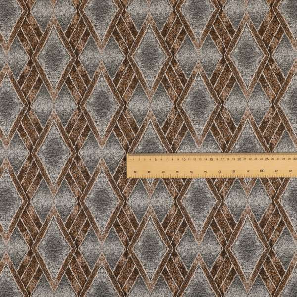 Elwin Decorative Weave Grey Orange Colour Geometric Hexagon Pattern Jacquard Fabric JO-297