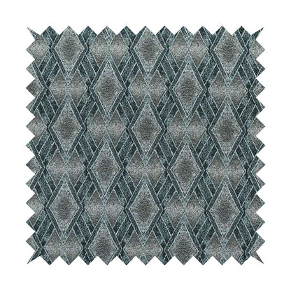 Elwin Decorative Weave Grey Teal Blue Colour Geometric Hexagon Pattern Jacquard Fabric JO-298 - Made To Measure Curtains