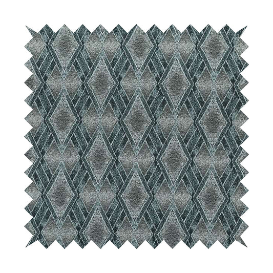 Elwin Decorative Weave Grey Teal Blue Colour Geometric Hexagon Pattern Jacquard Fabric JO-298