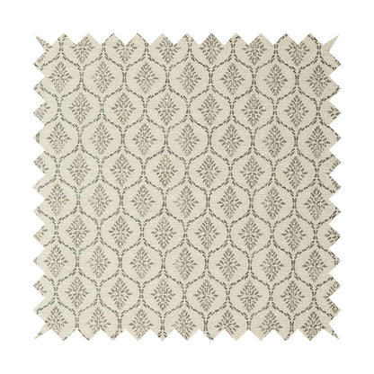 Small Geometric Pattern Light Beige Cream Colour Chenille Upholstery Fabric JO-30 - Made To Measure Curtains