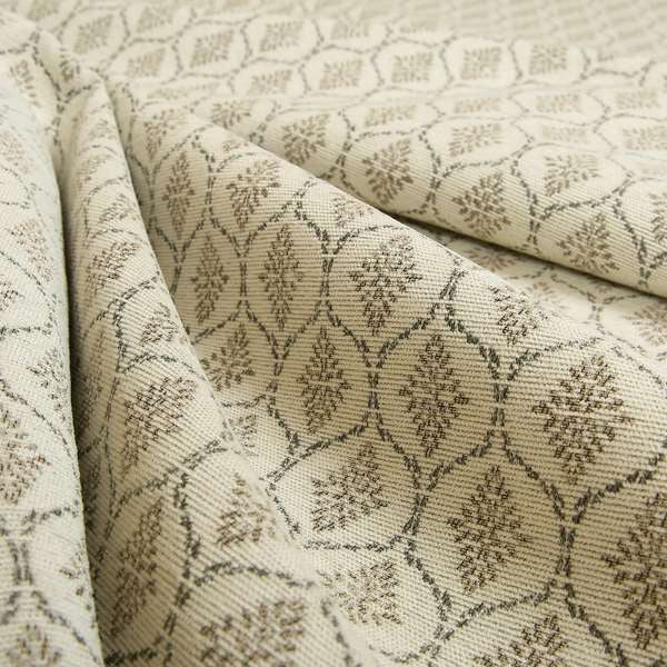 Small Geometric Pattern Light Beige Cream Colour Chenille Upholstery Fabric JO-30 - Made To Measure Curtains