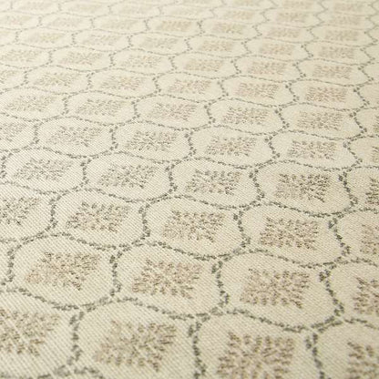 Small Geometric Pattern Light Beige Cream Colour Chenille Upholstery Fabric JO-30 - Made To Measure Curtains