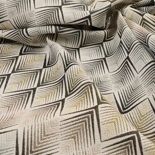 Normandie Diamond Chevron Yellow Grey Pattern Jacquard Furnishing Fabrics JO-300 - Roman Blinds