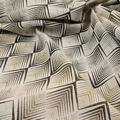 Normandie Diamond Chevron Yellow Grey Pattern Jacquard Furnishing Fabrics JO-300