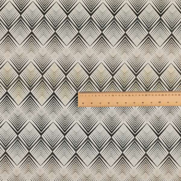 Normandie Diamond Chevron Yellow Grey Pattern Jacquard Furnishing Fabrics JO-300 - Made To Measure Curtains