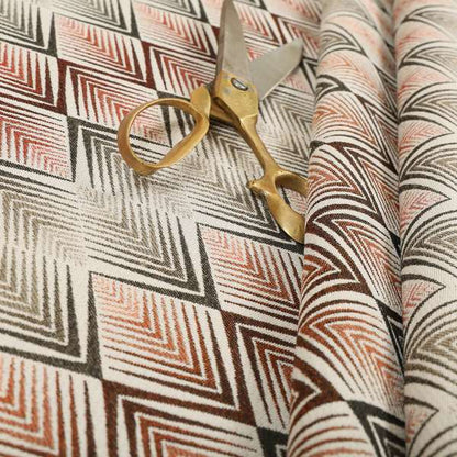 Normandie Diamond Chevron Red Pattern Jacquard Furnishing Fabrics JO-304 - Made To Measure Curtains