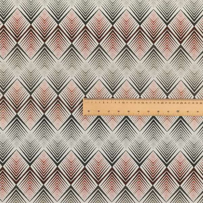 Normandie Diamond Chevron Red Pattern Jacquard Furnishing Fabrics JO-304