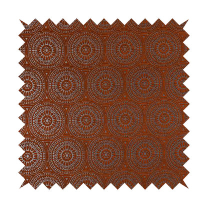 Azima Modern Planet Round Pattern Orange Silver Shine Upholstery Fabric JO-305 - Made To Measure Curtains