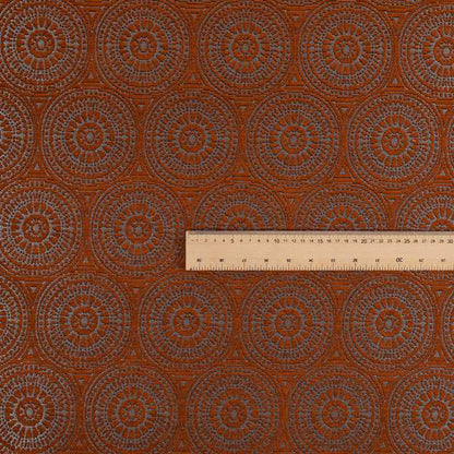 Azima Modern Planet Round Pattern Orange Silver Shine Upholstery Fabric JO-305 - Made To Measure Curtains