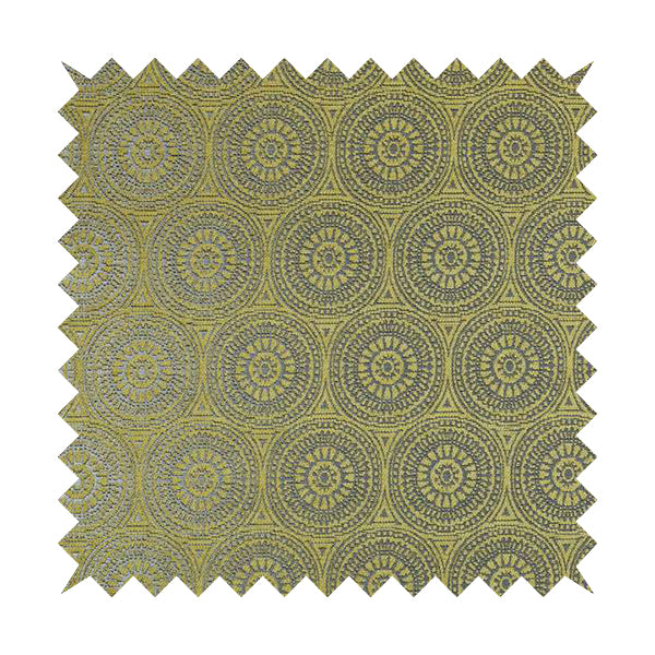 Azima Modern Planet Round Pattern Green Silver Shine Upholstery Fabric JO-306 - Roman Blinds