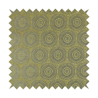 Azima Modern Planet Round Pattern Green Silver Shine Upholstery Fabric JO-306 - Roman Blinds