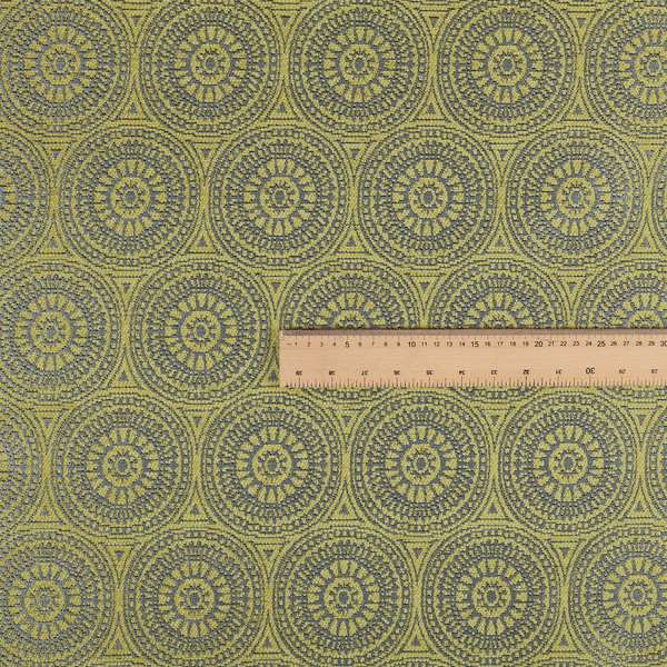 Azima Modern Planet Round Pattern Green Silver Shine Upholstery Fabric JO-306 - Roman Blinds