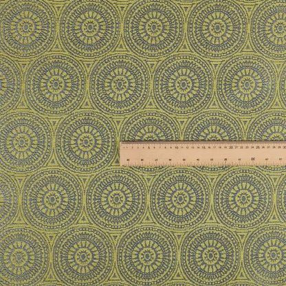 Azima Modern Planet Round Pattern Green Silver Shine Upholstery Fabric JO-306 - Handmade Cushions