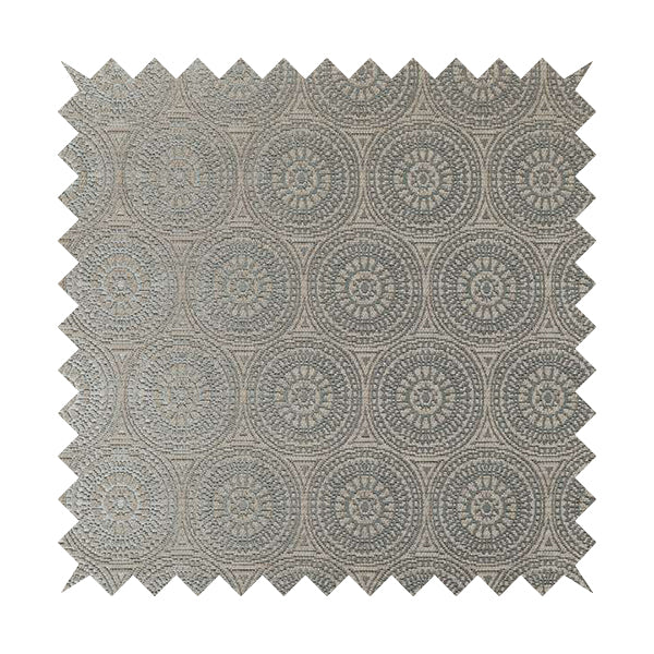 Azima Modern Planet Round Pattern Grey Silver Shine Upholstery Fabric JO-307 - Roman Blinds