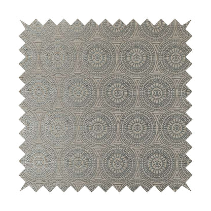 Azima Modern Planet Round Pattern Grey Silver Shine Upholstery Fabric JO-307 - Roman Blinds