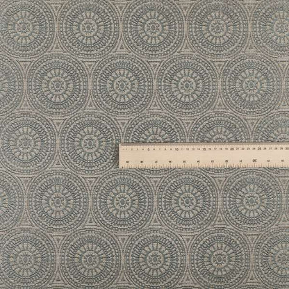 Azima Modern Planet Round Pattern Grey Silver Shine Upholstery Fabric JO-307 - Roman Blinds