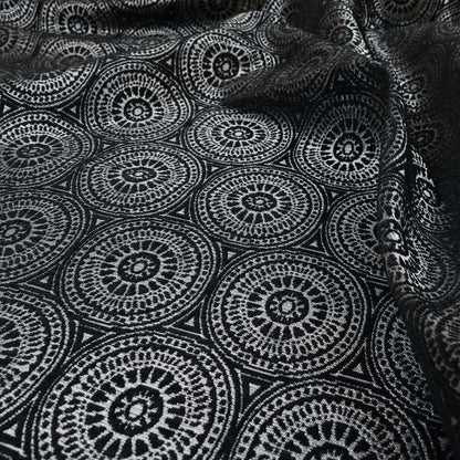 Azima Modern Planet Round Pattern Black Silver Shine Upholstery Fabric JO-308 - Roman Blinds