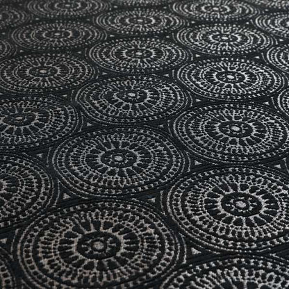 Azima Modern Planet Round Pattern Black Silver Shine Upholstery Fabric JO-308 - Handmade Cushions