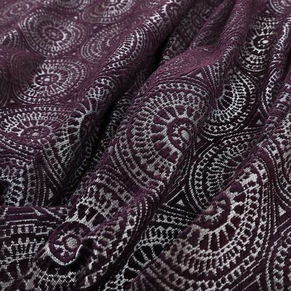 Azima Modern Planet Round Pattern Purple Silver Shine Upholstery Fabric JO-309 - Made To Measure Curtains