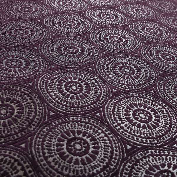 Azima Modern Planet Round Pattern Purple Silver Shine Upholstery Fabric JO-309 - Roman Blinds