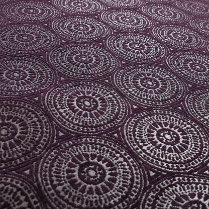 Azima Modern Planet Round Pattern Purple Silver Shine Upholstery Fabric JO-309 - Handmade Cushions