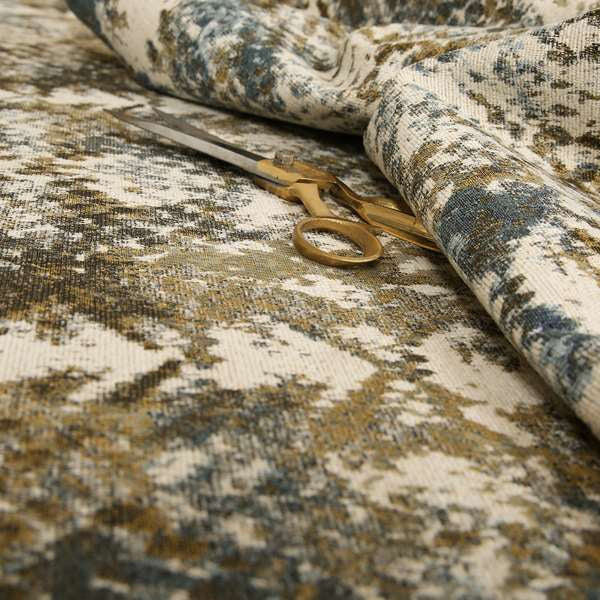 Abstract Camouflage Pattern Blue Green Beige Colour Chenille Upholstery Fabric JO-31 - Roman Blinds