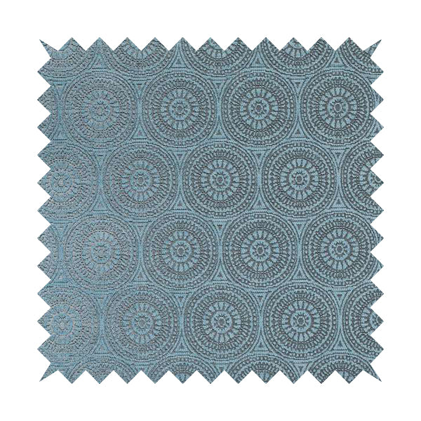 Azima Modern Planet Round Pattern Light Blue Silver Shine Upholstery Fabric JO-310 - Roman Blinds