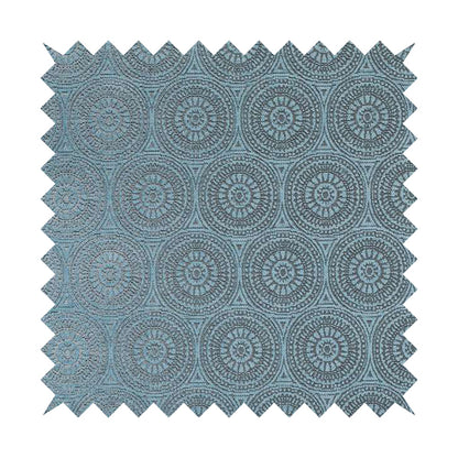 Azima Modern Planet Round Pattern Light Blue Silver Shine Upholstery Fabric JO-310 - Made To Measure Curtains