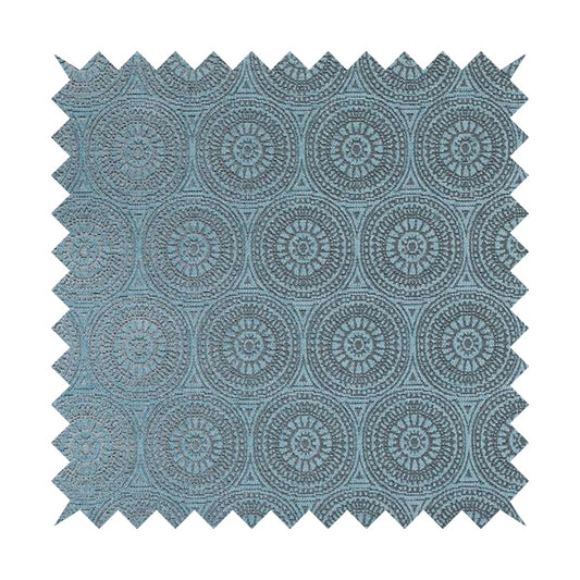 Azima Modern Planet Round Pattern Light Blue Silver Shine Upholstery Fabric JO-310