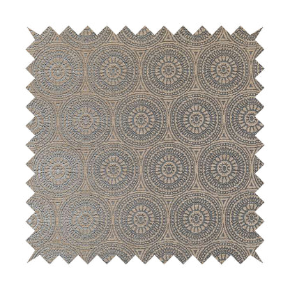 Azima Modern Planet Round Pattern Brown Silver Shine Upholstery Fabric JO-311 - Made To Measure Curtains