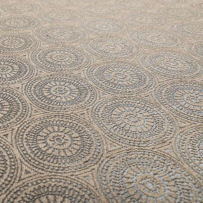 Azima Modern Planet Round Pattern Brown Silver Shine Upholstery Fabric JO-311