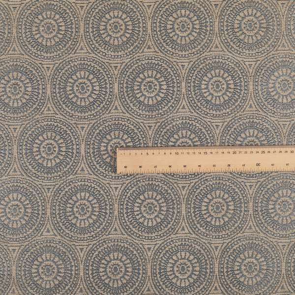 Azima Modern Planet Round Pattern Brown Silver Shine Upholstery Fabric JO-311