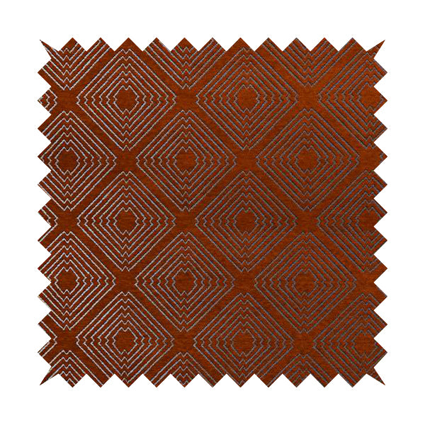 Azima Modern Sharp Geometric Pattern Orange Silver Shine Upholstery Fabric JO-315 - Roman Blinds