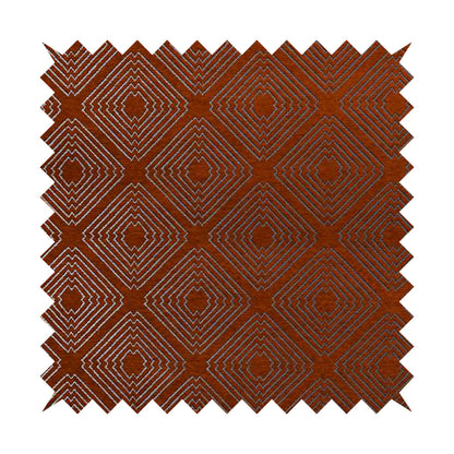 Azima Modern Sharp Geometric Pattern Orange Silver Shine Upholstery Fabric JO-315 - Roman Blinds