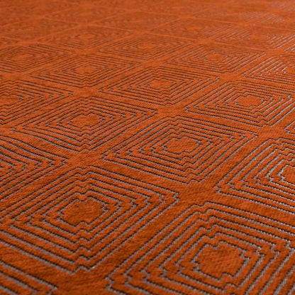 Azima Modern Sharp Geometric Pattern Orange Silver Shine Upholstery Fabric JO-315