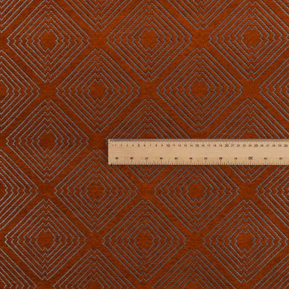 Azima Modern Sharp Geometric Pattern Orange Silver Shine Upholstery Fabric JO-315 - Made To Measure Curtains