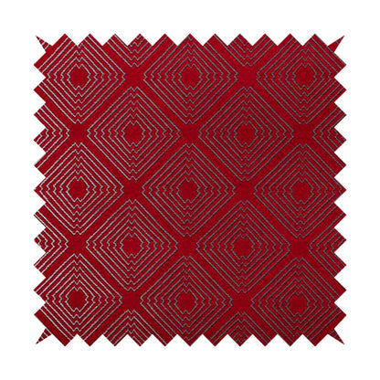 Azima Modern Sharp Geometric Pattern Red Silver Shine Upholstery Fabric JO-316 - Roman Blinds