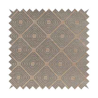 Azima Modern Sharp Geometric Pattern Brown Silver Shine Upholstery Fabric JO-317 - Made To Measure Curtains