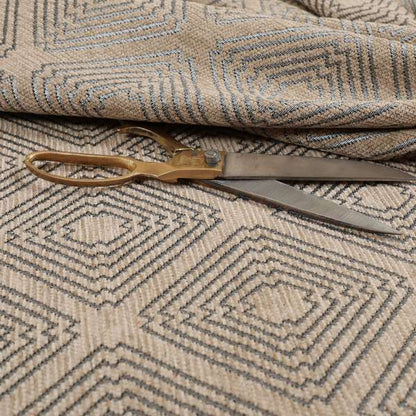 Azima Modern Sharp Geometric Pattern Brown Silver Shine Upholstery Fabric JO-317 - Made To Measure Curtains