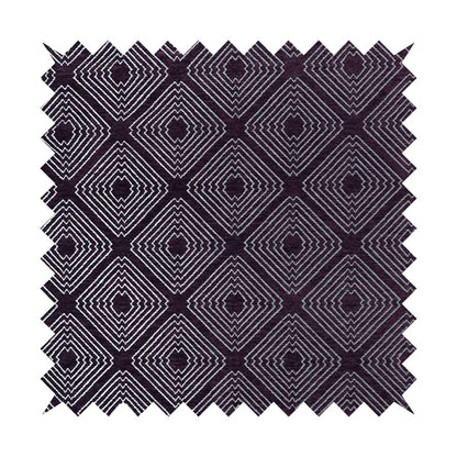 Azima Modern Sharp Geometric Pattern Purple Silver Shine Upholstery Fabric JO-318 - Roman Blinds