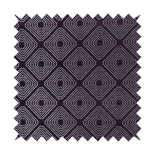 Azima Modern Sharp Geometric Pattern Purple Silver Shine Upholstery Fabric JO-318 - Handmade Cushions