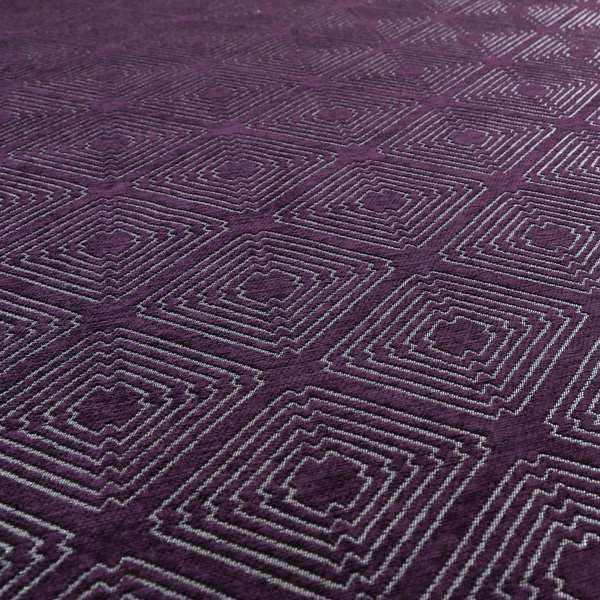 Azima Modern Sharp Geometric Pattern Purple Silver Shine Upholstery Fabric JO-318 - Roman Blinds