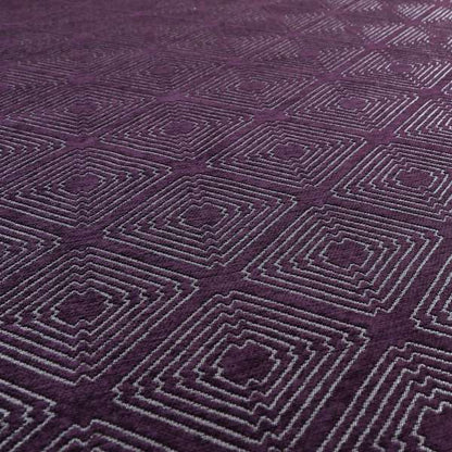 Azima Modern Sharp Geometric Pattern Purple Silver Shine Upholstery Fabric JO-318 - Made To Measure Curtains